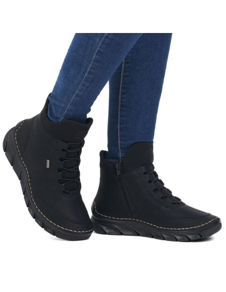Botki damskie ocieplane czarne rieker 55069-00