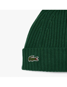 Czapka zimowa wełniana lacoste ribbed wool beanie zielona - rb0001-132 2