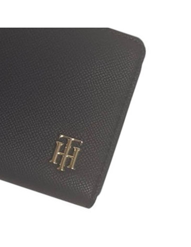 Portfel damski tommy hilfiger saffiano large czarny - aw0aw08507-cjm