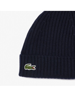 Czapka zimowa wełniana lacoste ribbed wool beanie granatowa - rb0001-166 2