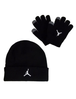 Zestaw dziecięcy czapka zimowa + rękawiczki air jordan essential beanie set czarny - 9a0836-023