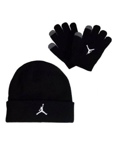 Zestaw dziecięcy czapka zimowa + rękawiczki air jordan essential beanie set czarny - 9a0836-023