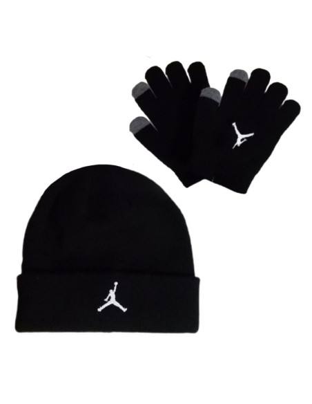 Zestaw dziecięcy czapka zimowa + rękawiczki air jordan essential beanie set czarny - 9a0836-023