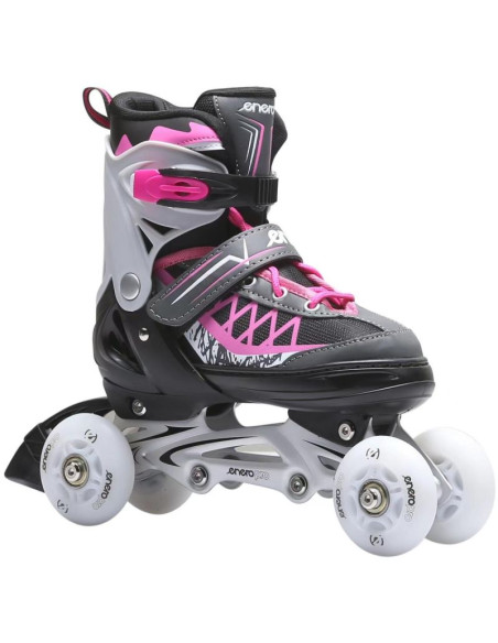 Łyżworolki-wrotki-łyżwy 4w1 enero pro led 38-41 różowo-szare