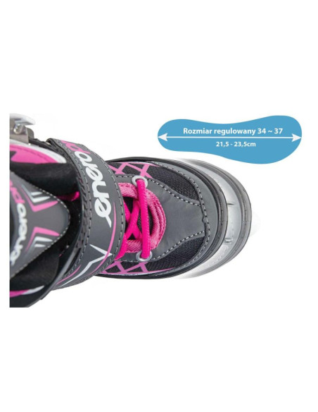 Łyżworolki-wrotki-łyżwy 4w1 enero pro led 34-37 różowo-szare