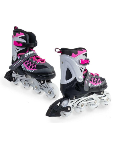 Łyżworolki-wrotki-łyżwy 4w1 enero pro led 34-37 różowo-szare