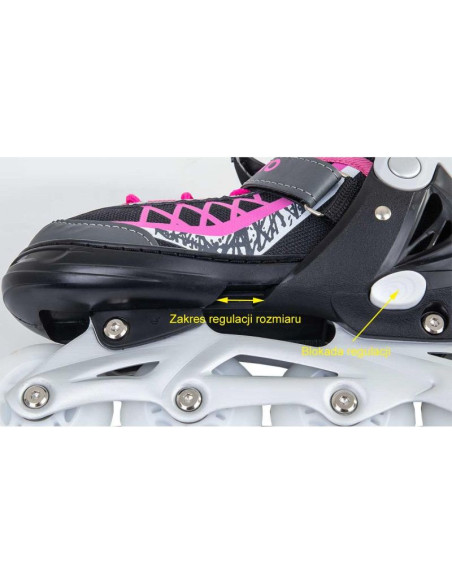 Łyżworolki-wrotki-łyżwy 4w1 enero pro led 34-37 różowo-szare