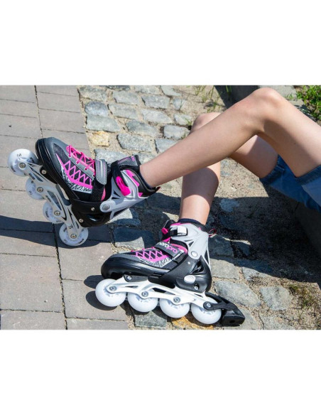 Łyżworolki-wrotki-łyżwy 4w1 enero pro led 34-37 różowo-szare