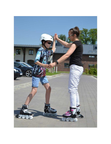 Łyżworolki-wrotki-łyżwy 4w1 enero pro led 34-37 różowo-szare