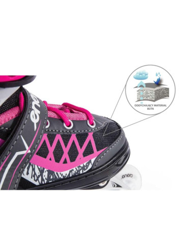 Łyżworolki-wrotki-łyżwy 4w1 enero pro led 34-37 różowo-szare