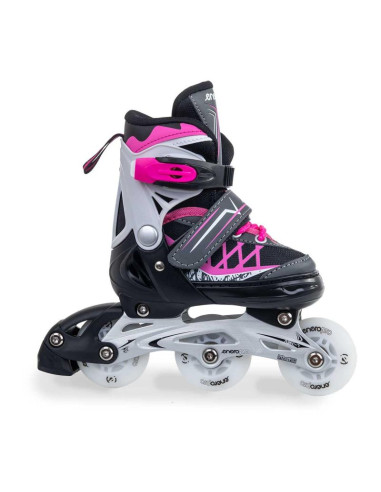 Łyżworolki-wrotki-łyżwy 4w1 enero pro led 26-29 różowo-szare