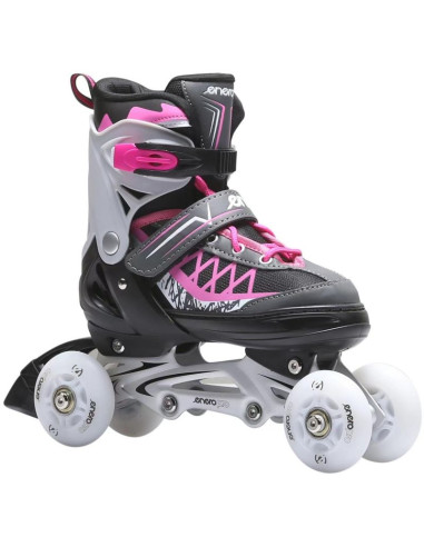 Łyżworolki-wrotki-łyżwy 4w1 enero pro led 26-29 różowo-szare