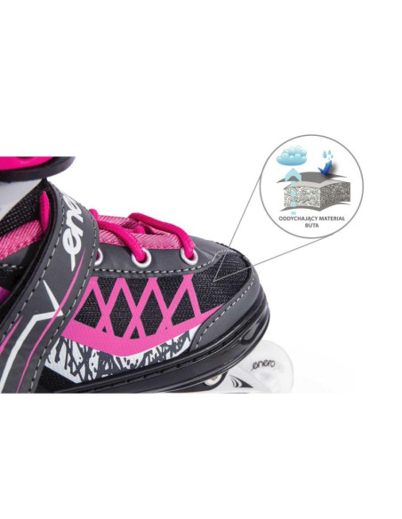 Łyżworolki-wrotki-łyżwy 4w1 enero pro led 26-29 różowo-szare