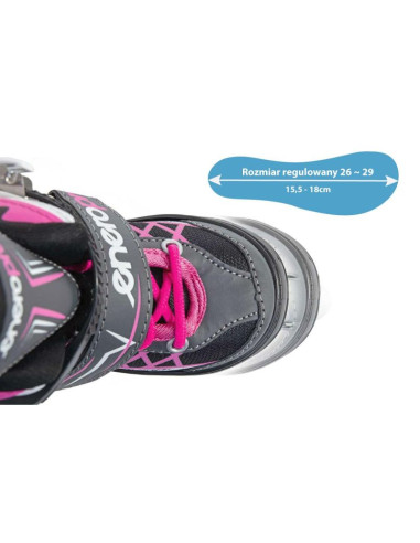 Łyżworolki-wrotki-łyżwy 4w1 enero pro led 26-29 różowo-szare