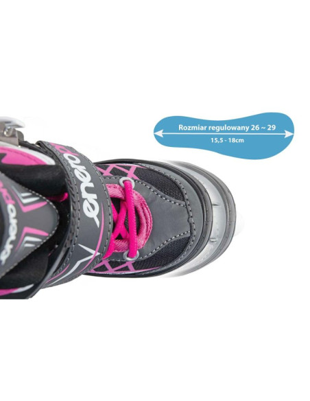 Łyżworolki-wrotki-łyżwy 4w1 enero pro led 26-29 różowo-szare