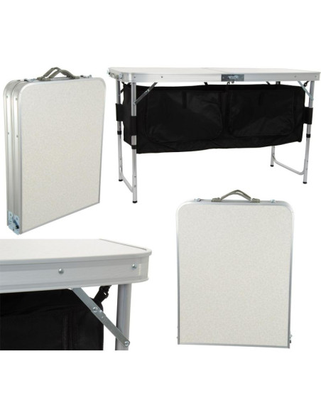 Stolik turystyczny składany kempingowy 120x47x70/62/54cm z szafą 33x30x36cm