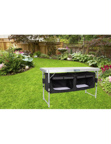 Stolik turystyczny składany kempingowy 120x47x70/62/54cm z szafą 33x30x36cm