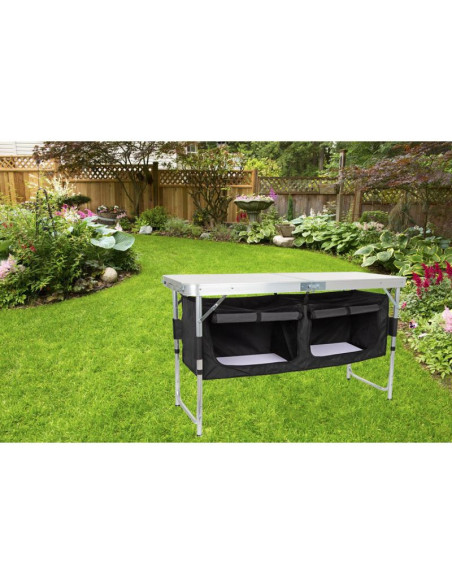 Stolik turystyczny składany kempingowy 120x47x70/62/54cm z szafą 33x30x36cm