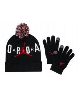 Zestaw młodzieżowy czapka zimowa + rękawiczki air jordan essential pom beanie set czarny - 9a0869-023