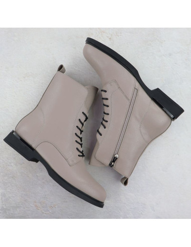 Skórzane botki damskie workery beżowe filippo dbt7222