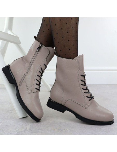 Skórzane botki damskie workery beżowe filippo dbt7222