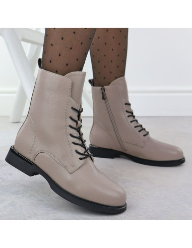 Skórzane botki damskie workery beżowe filippo dbt7222