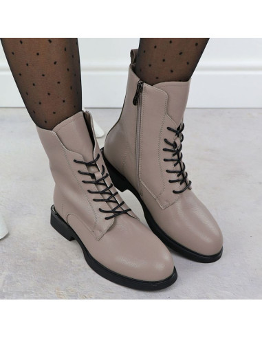 Skórzane botki damskie workery beżowe filippo dbt7222