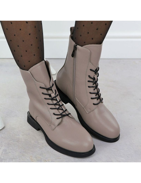 Skórzane botki damskie workery beżowe filippo dbt7222