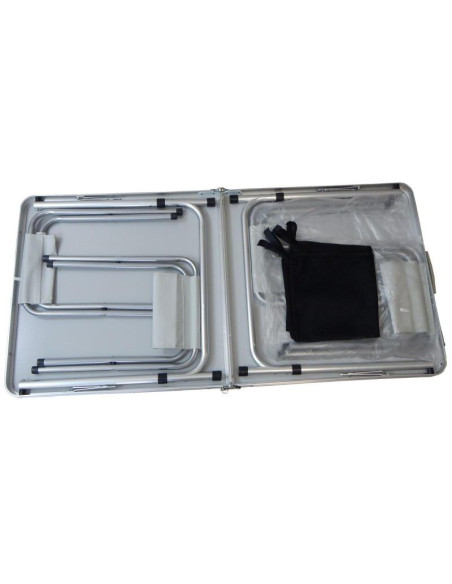 Stolik turystyczny składany kempingowy 120x60x70/62/55cm 4 krzesła i półka