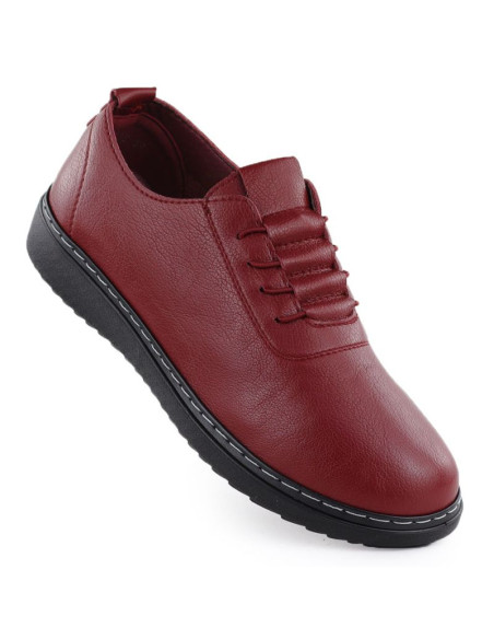 Półbuty damskie komfortowe bordowe unisoft 5933