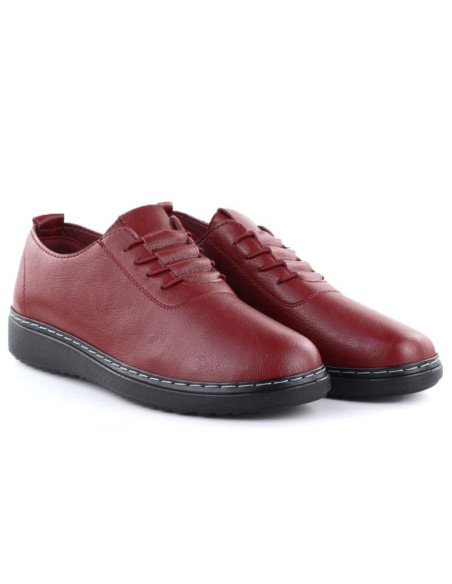 Półbuty damskie komfortowe bordowe unisoft 5933