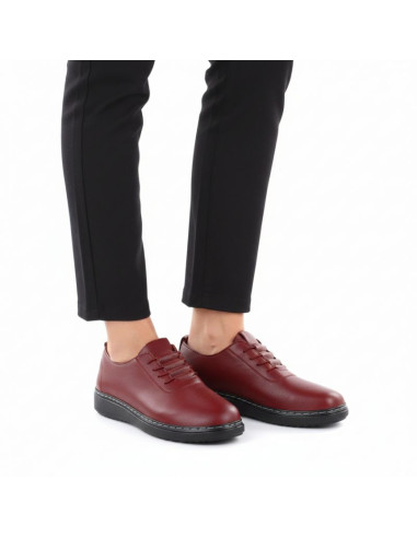 Półbuty damskie komfortowe bordowe unisoft 5933