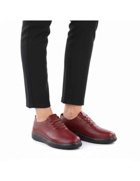 Półbuty damskie komfortowe bordowe unisoft 5933