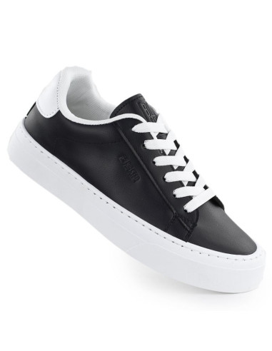 Trampki niskie na platformie ekoskóra czarne big star tt274927