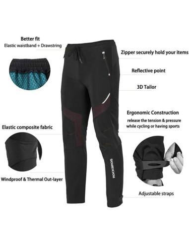 Rockbros długie spodnie sportowe zimowe ypk007 l