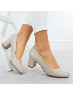 Czółenka na słupku cieliste sergio leone pb178 2