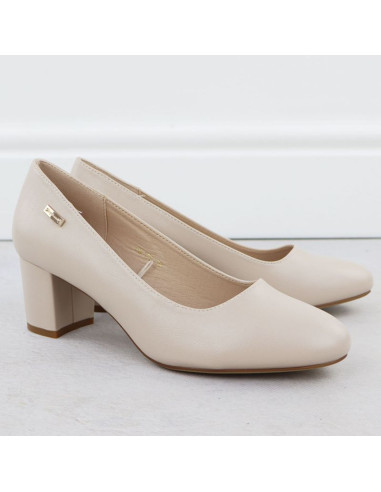 Czółenka na słupku cieliste sergio leone pb178