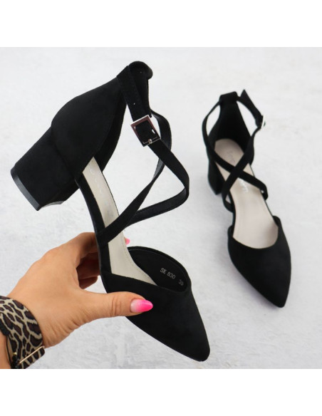 Sandały damskie na słupku czarne sergio leone sk-830