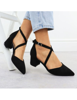 Sandały damskie na słupku czarne sergio leone sk-830 2