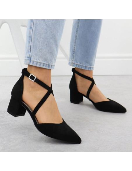 Sandały damskie na słupku czarne sergio leone sk-830