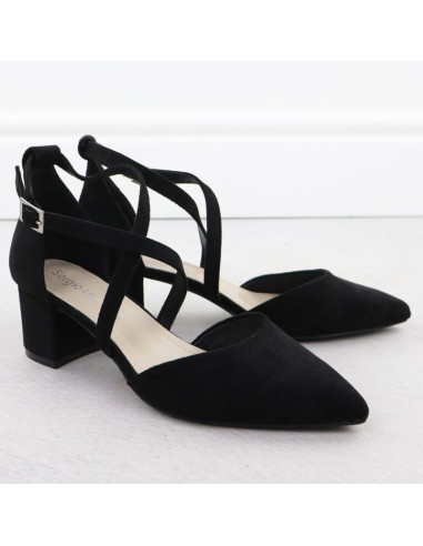 Sandały damskie na słupku czarne sergio leone sk-830