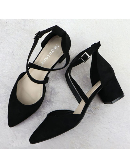 Sandały damskie na słupku czarne sergio leone sk-830