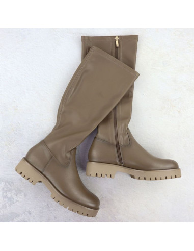 Kozaki damskie na platformie khaki  potocki 25-12729