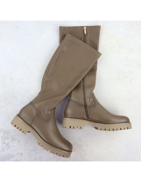 Kozaki damskie na platformie khaki  potocki 25-12729