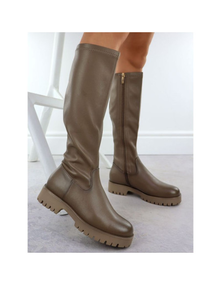 Kozaki damskie na platformie khaki  potocki 25-12729