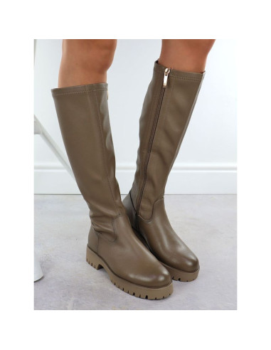 Kozaki damskie na platformie khaki  potocki 25-12729