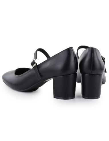 Czółenka na niskim obcasie z paskiem czarne sergio leone pb176