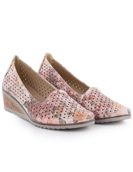 Półbuty damskie na koturnie ażurowe wielokolorowe potocki sz12306