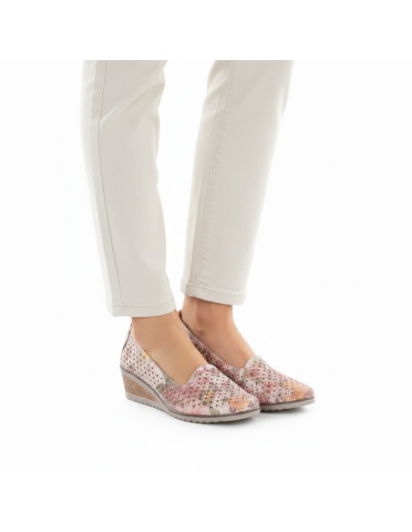 Półbuty damskie na koturnie ażurowe wielokolorowe potocki sz12306