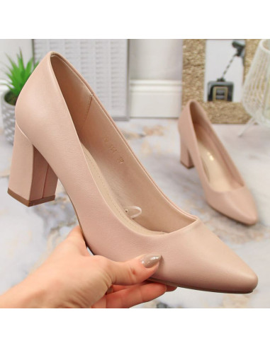 Czółenka damskie na słupku cieliste sergio leone pb414